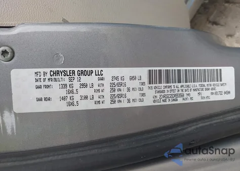 2013 Dodge Grand Caravan Sxt from USA, damaged, VIN 2C4RDGCG5DR553560